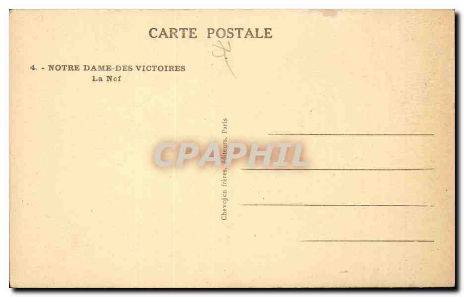 Paris - 2 - Notre Dame des Victoires - CPA  — Rückseite