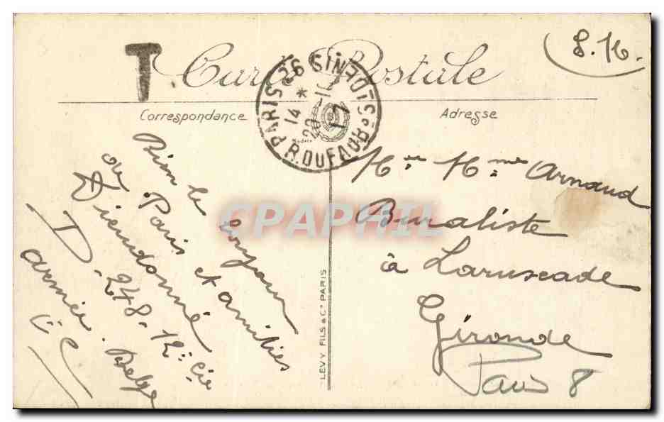Paris - 8 - L'Avenue des Champs Elysees et les Chevaux de Marly - CPA  — Verso