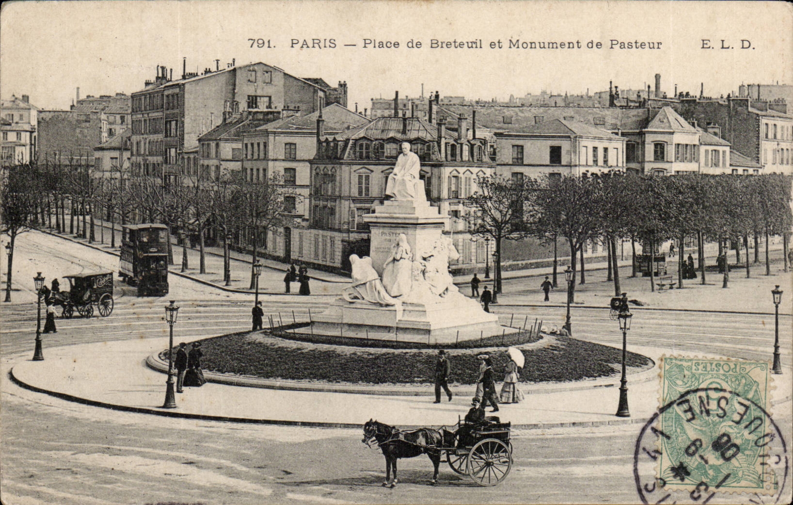 Paris - 7 - Place de Breteuil - Monument de Pasteur - CPA 