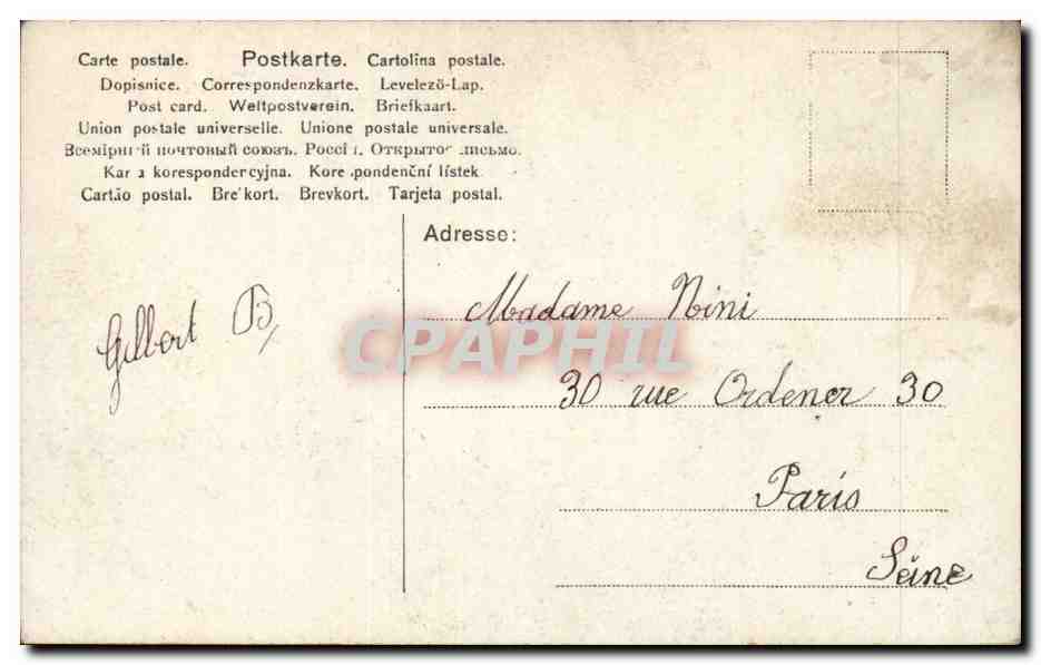 Joven mujer en vestido adornado de flores — estatua decorativa — editor C.99, n° 1078/1 — Reverso
