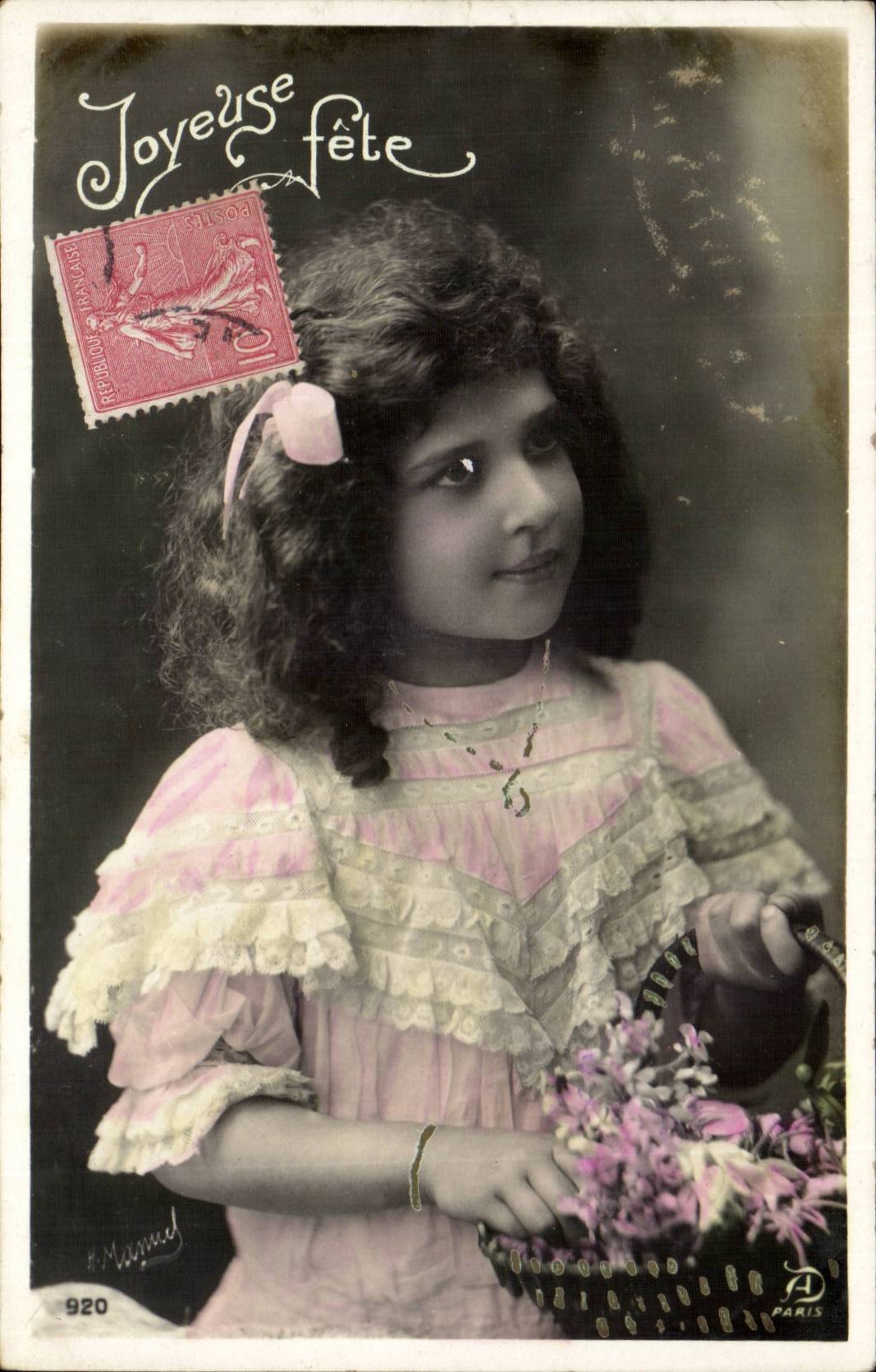 Fantaisie - Enfant - Joyeuse Fete - Vintage Font - CPA 
