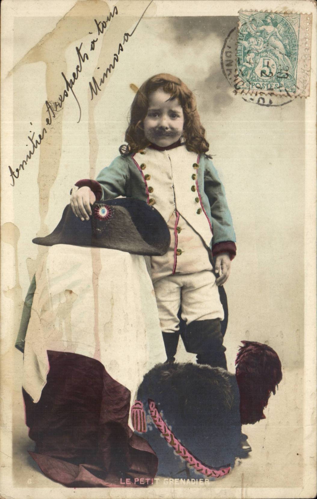 Fantaisie - Enfant - Militaria - Humour Napoleon hat CPA Aiglon