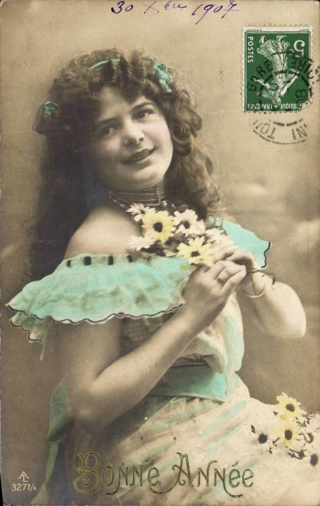 Fantaisie - Enfants - Beautiful little girl with curly hair CPA 