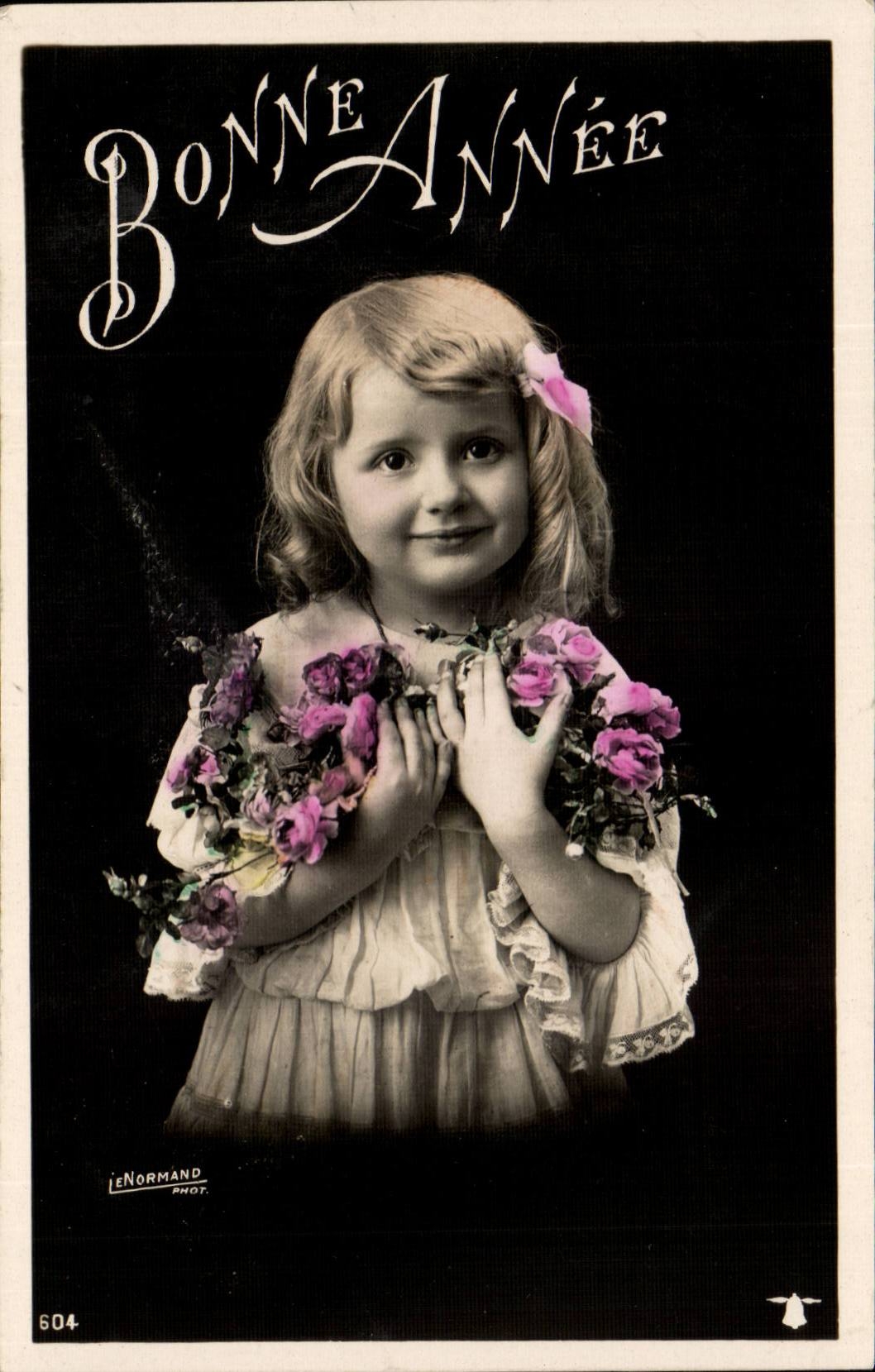 Fantaisie - Enfant - Pretty little blond girl - Bonne Annee CPA 
