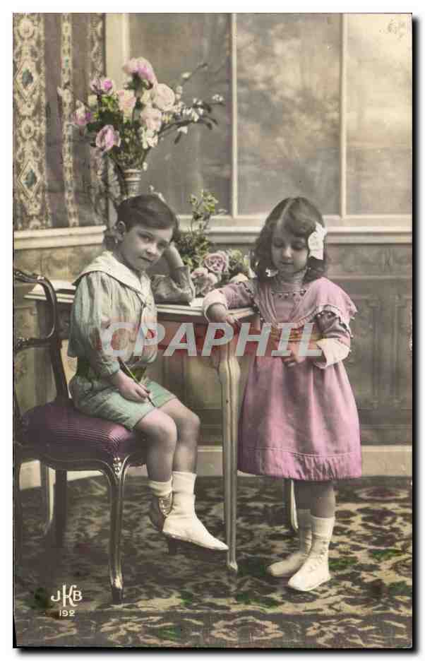 Fantaisie - Enfant - Two calm children CPA 