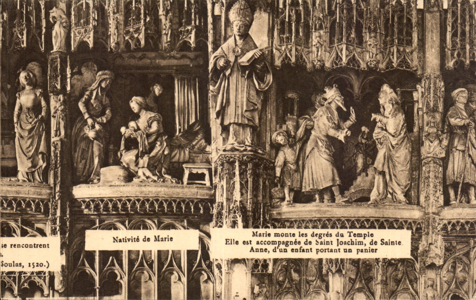 Nativité de Marie — Marie monte les degrés du Temple accompagnée de Saint Joachim et de Sainte Anne — Soulas, 1520 — CPAPHIL