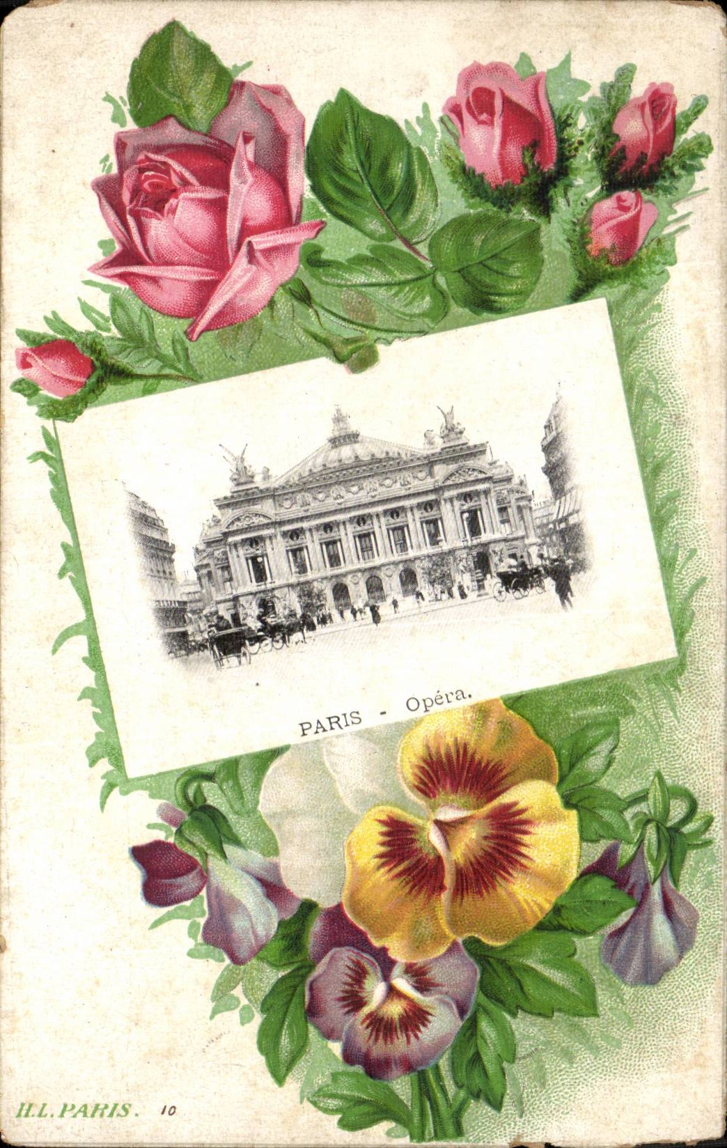 Paris - 9 - L'Opera - Souvenir - fleurs - flowers - CPA 