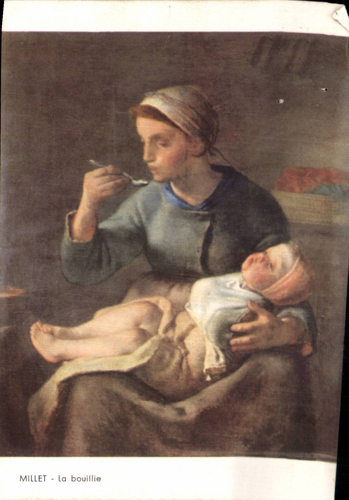 Fantaisie - bebe - Woman feeding her hungry baby - CPA 