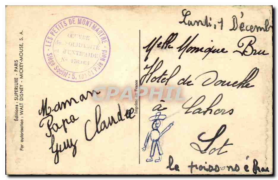 Walt Disney - Blanche Neige - Snow White - animaux - biche - lapin - CPA  — Rückseite