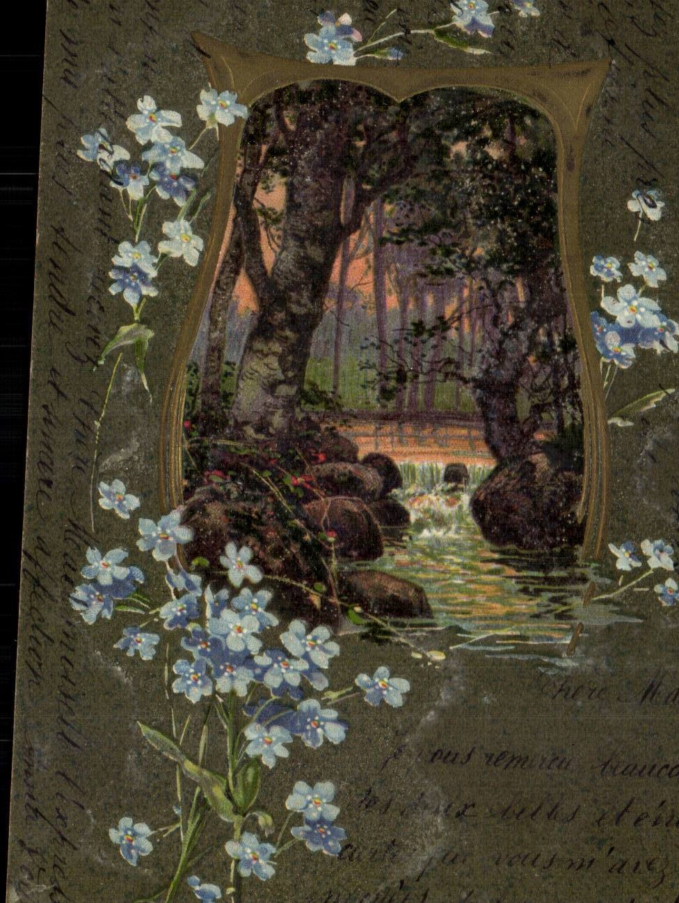 Fleurs - Flowers - Pretty Country Scene - CPA 