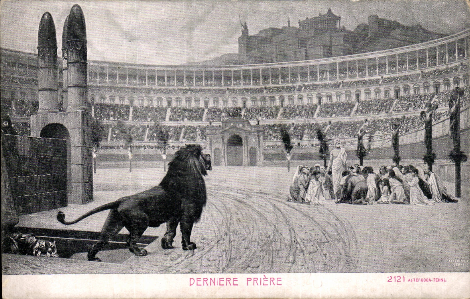 Animaux - Lion in Roman arena - CPA 