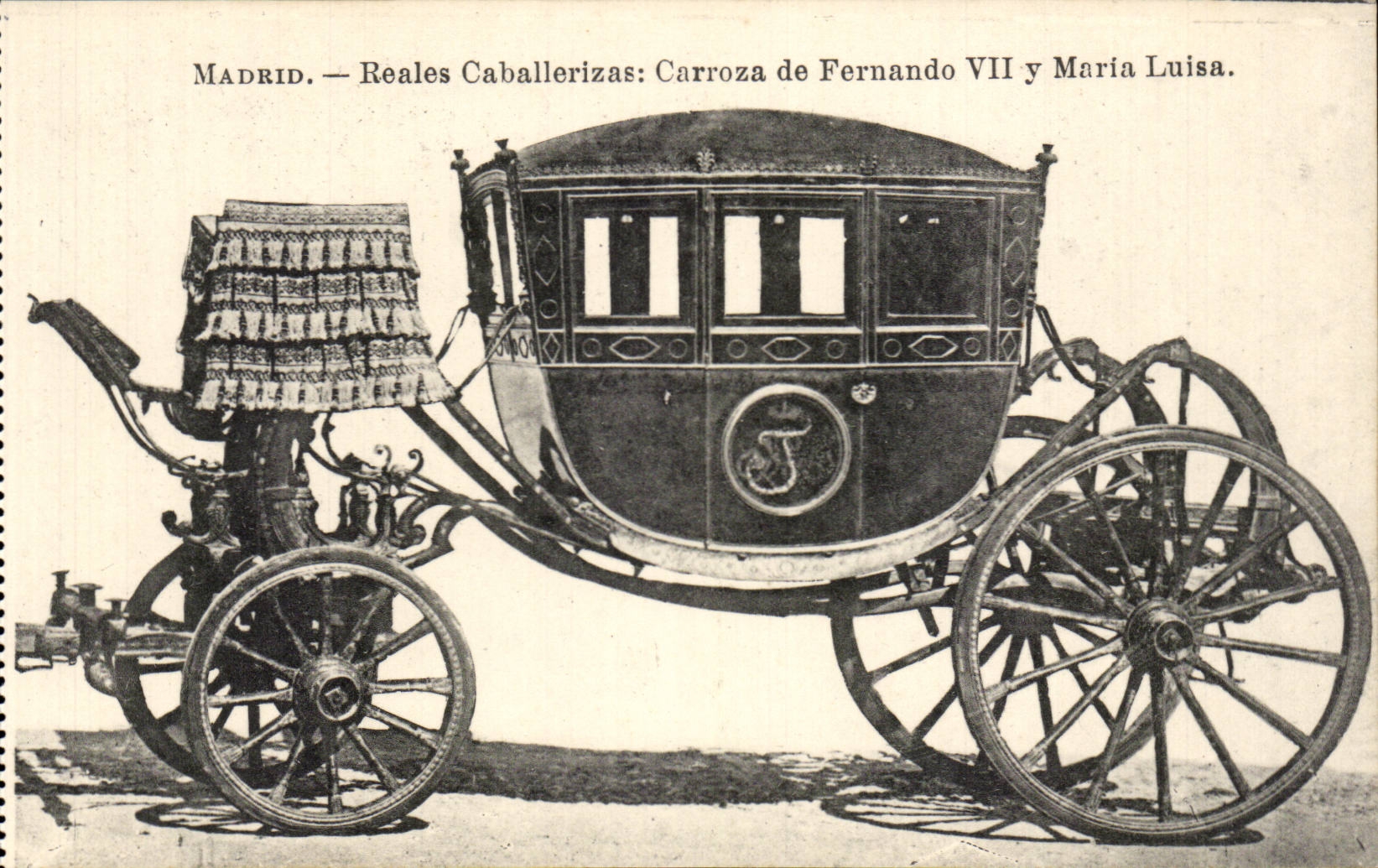 Madrid — Réales Caballerizas: Carroza de Fernando VII y María Luisa — Fototipia J. Roig, Madrid