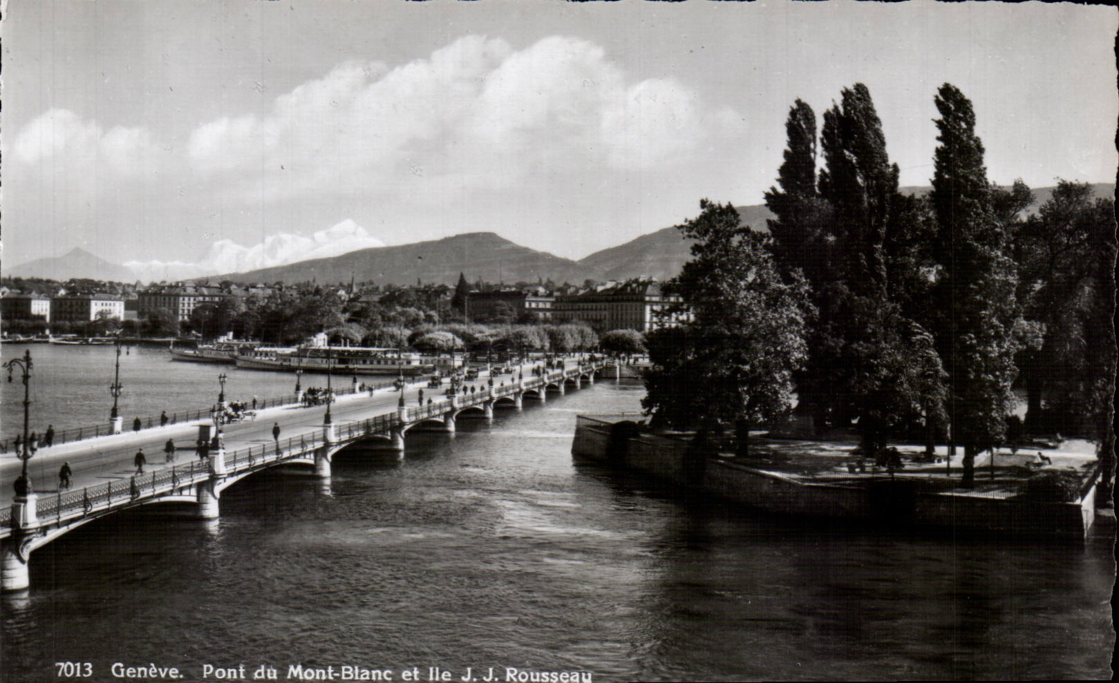 CPSM Suisse Geneve Pont du Mont Blanc et Ile JJ Rousseau