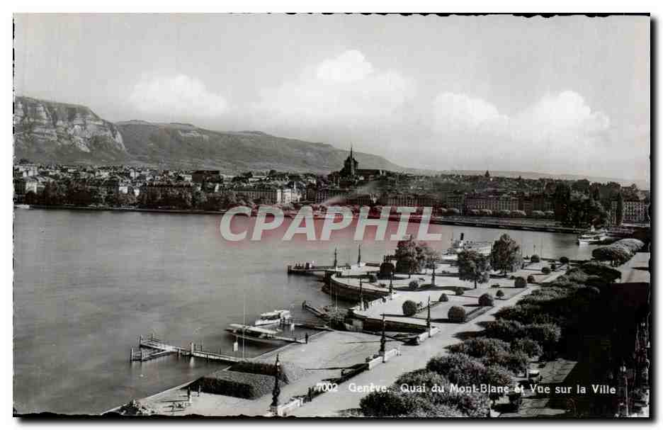 CPSM Suisse Geneve Quai du Mont Blanc et vue sur la ville