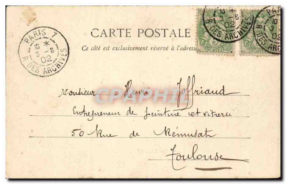 CPA Paris Hotel de ville — Rückseite