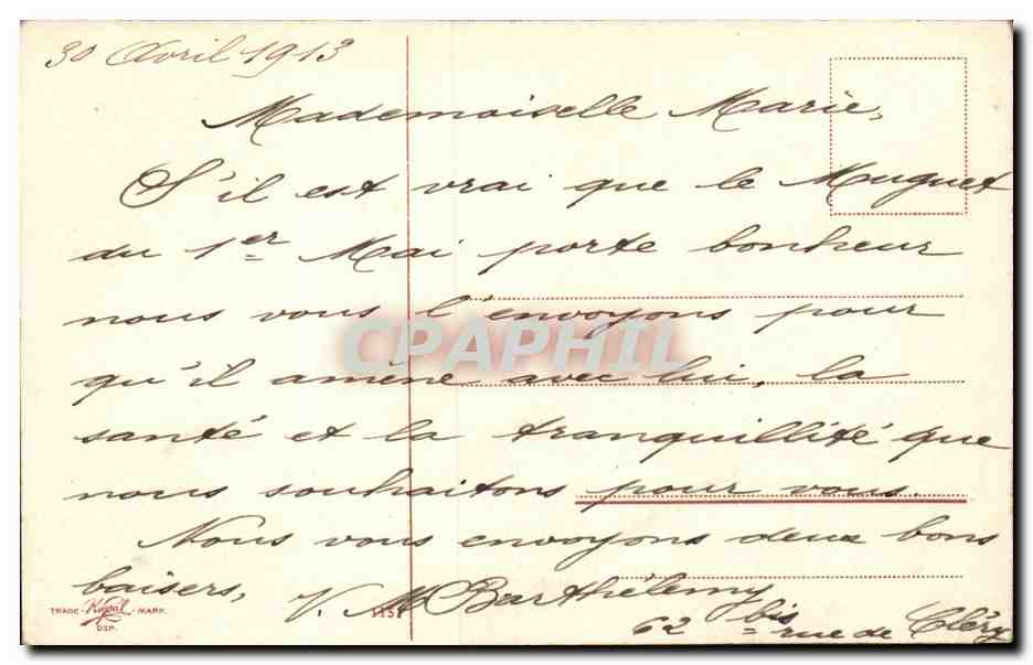 CPA Fantaisie Souvenir de Mai Muguet — Verso