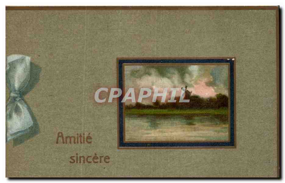 CPA Fantaisie Amitie sincere Windmill Moulin