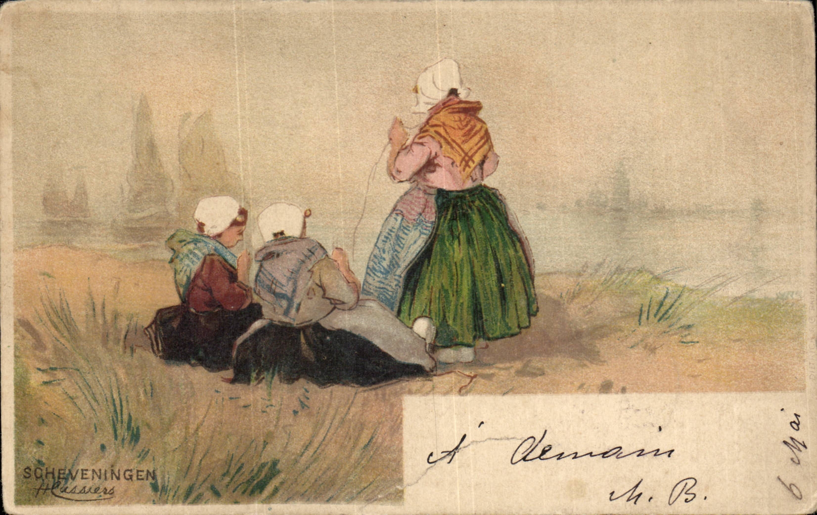 Scheveningen — Femmes et enfants sur les dunes — H. Rassers