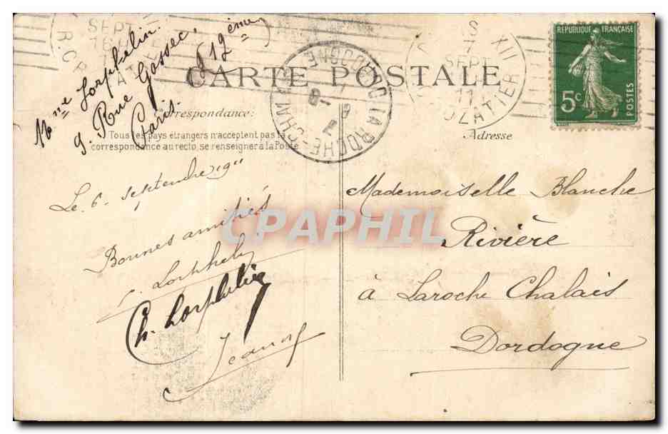 CPA La Joconde Leonard de Vinci  — Rückseite