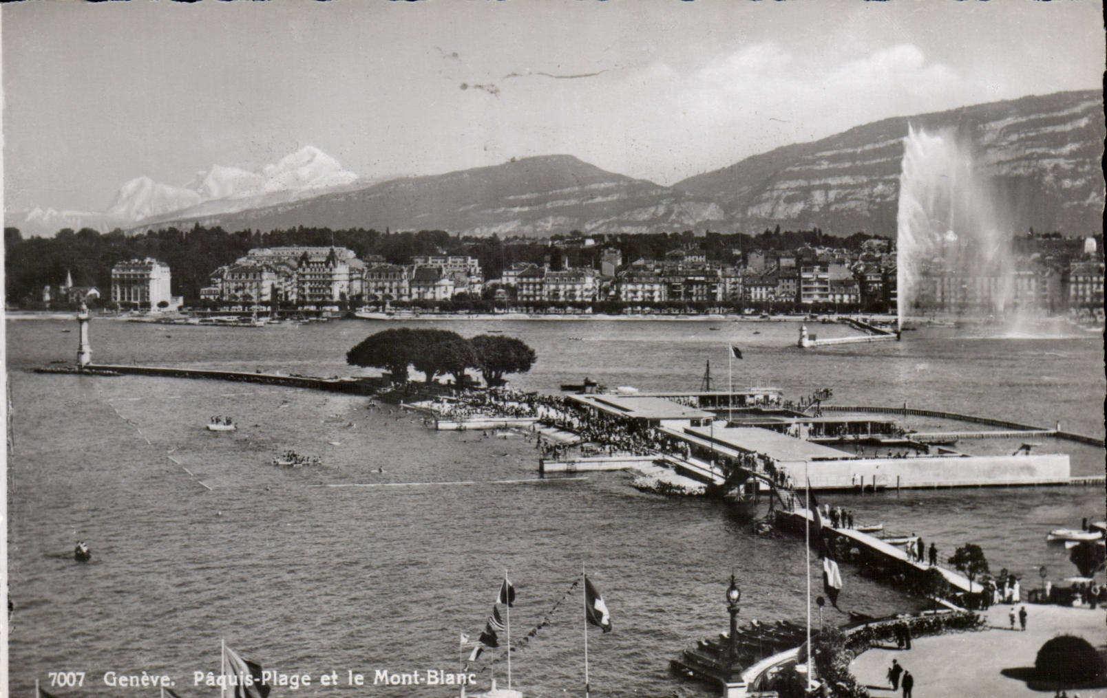 CPSM Geneve Paquis Plage et le Mont Blanc