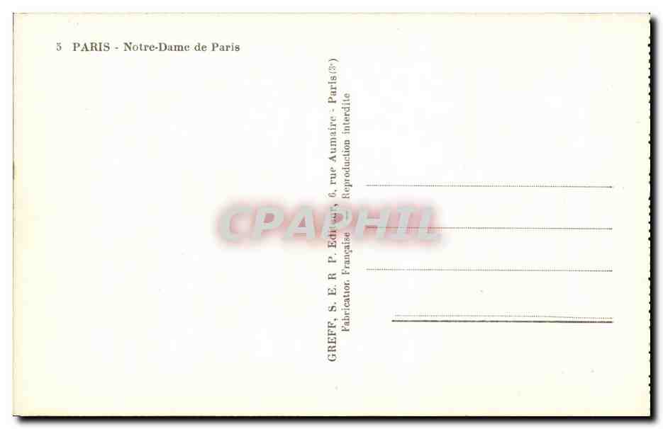 CPA Paris Notre Dame — Rückseite