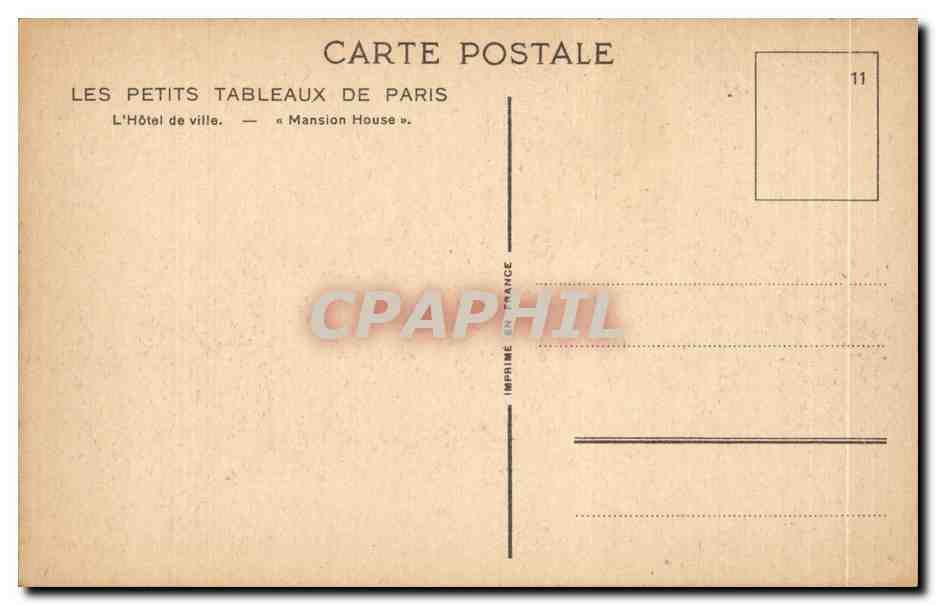 Paris CPA Hotel de ville — Rückseite