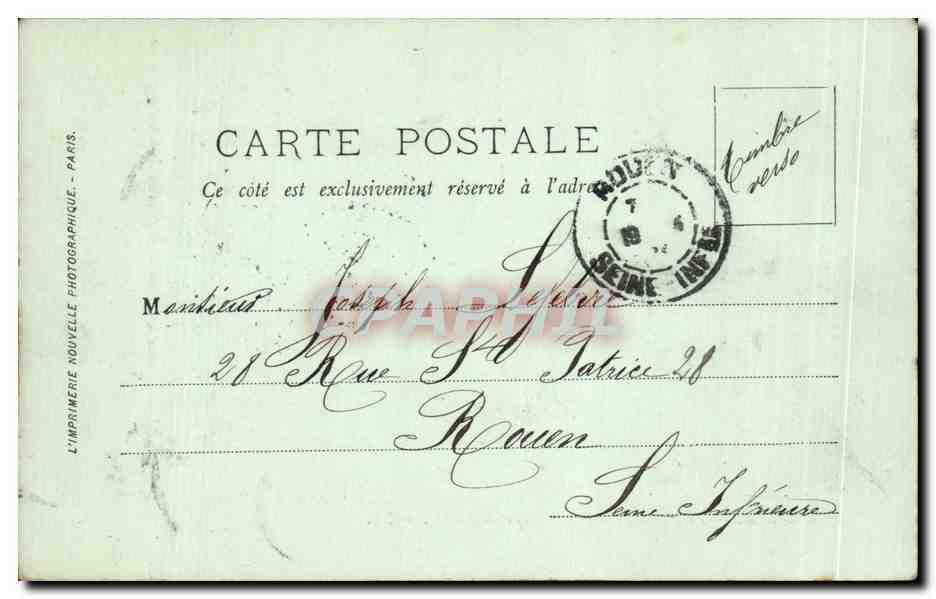 Paris CPA Monument de Gambetta et le Louvre — Verso