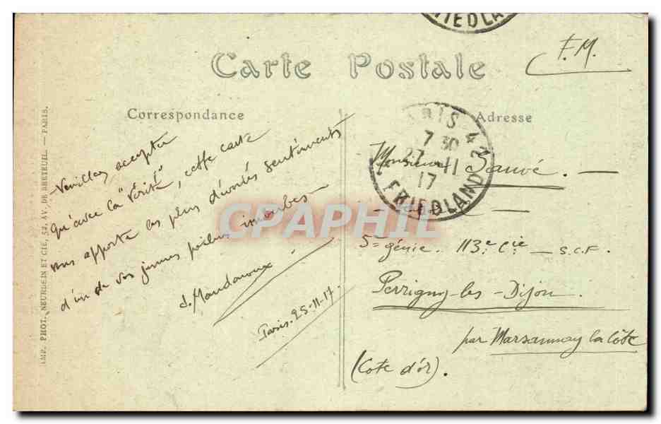Paris CPA Jardin des Tuileries La Verite par Cavelier — Verso