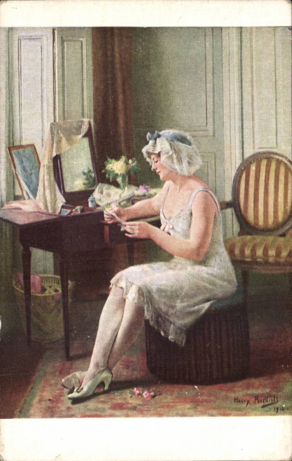 CPA Fantaisie Femme Perrault Le billet doux