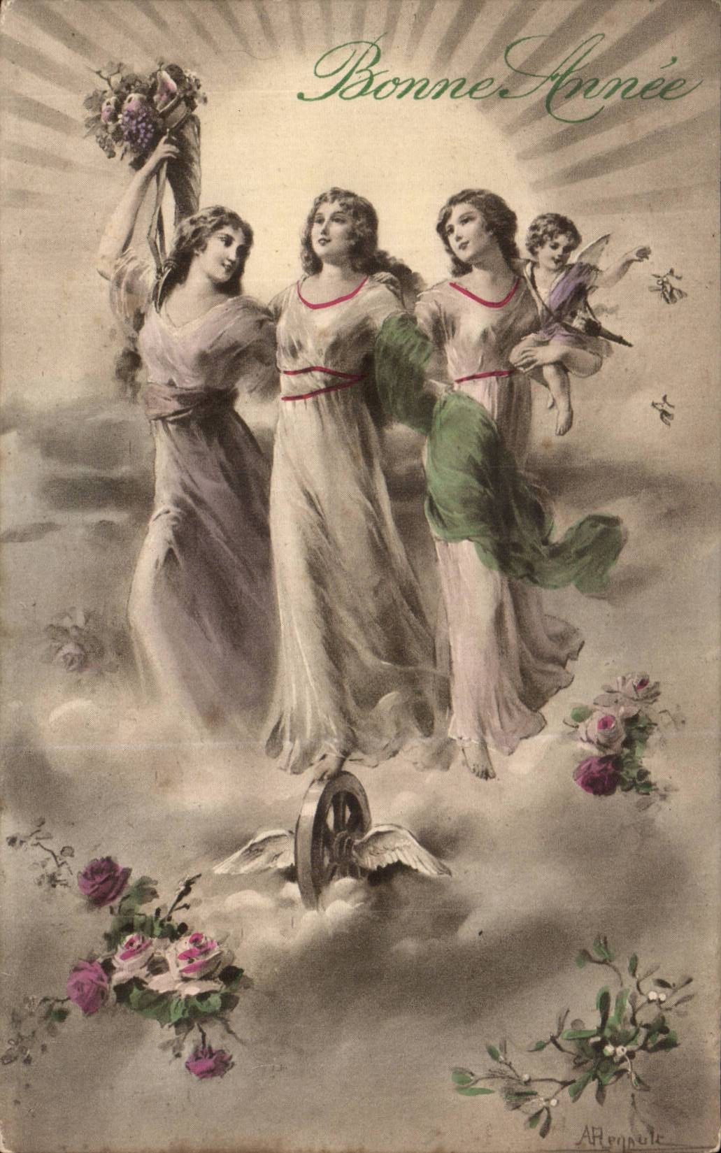 CPA Fantaisie Femme Bonne annee