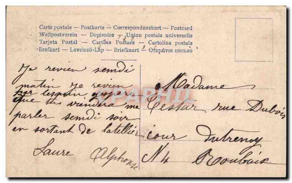 Femme en robe antique tenant un vase — G. Co. n° 1179/4 — Reverso