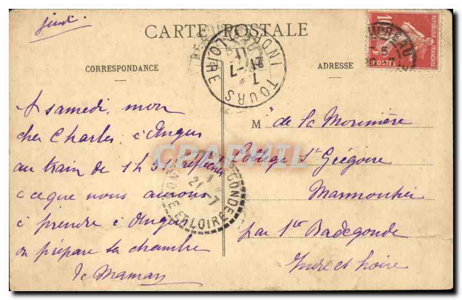 CPA Fantaisie Distraction des vieux jours La pipe et le Flip Vieillards des environs de Quimper Folklore Costume — Verso