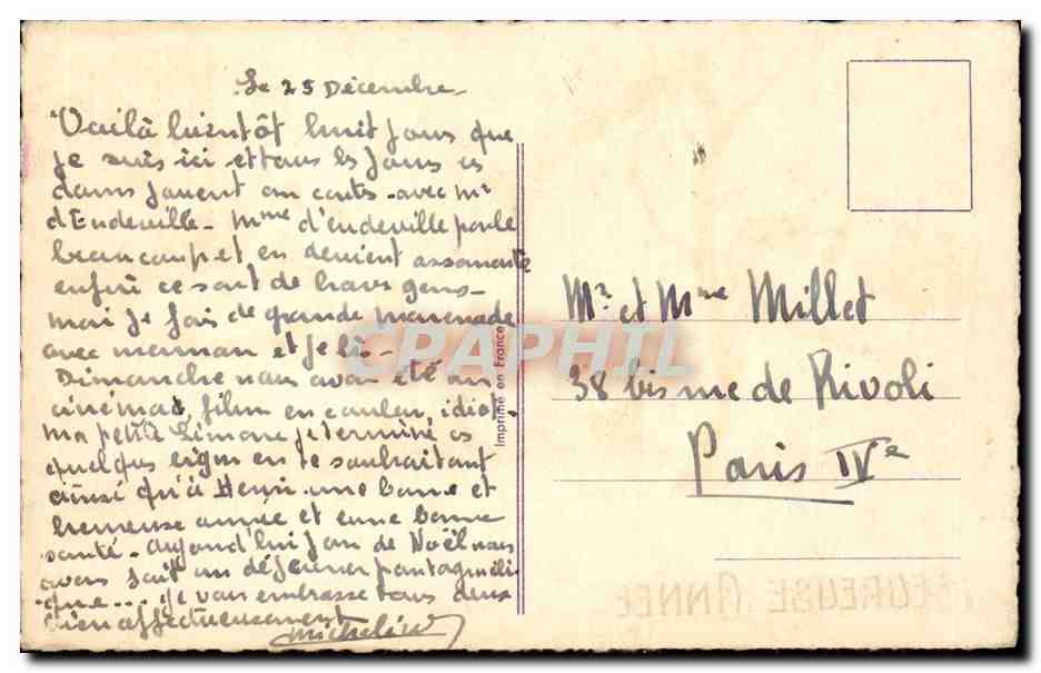 CPA Fantaisie Village Heureuse Annee — Rückseite