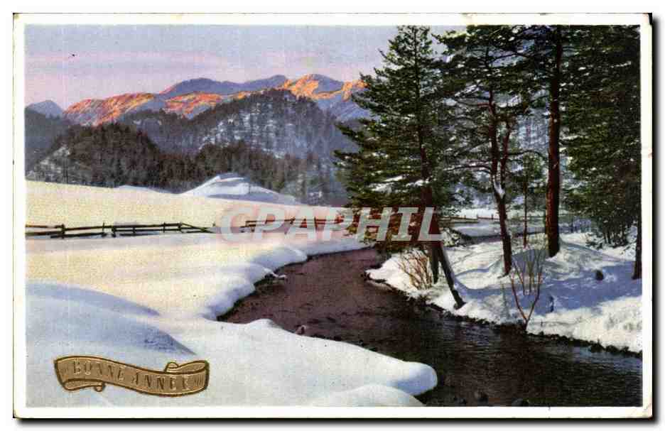 CPA Fantaisie Paysage sous la neige Bonne annee