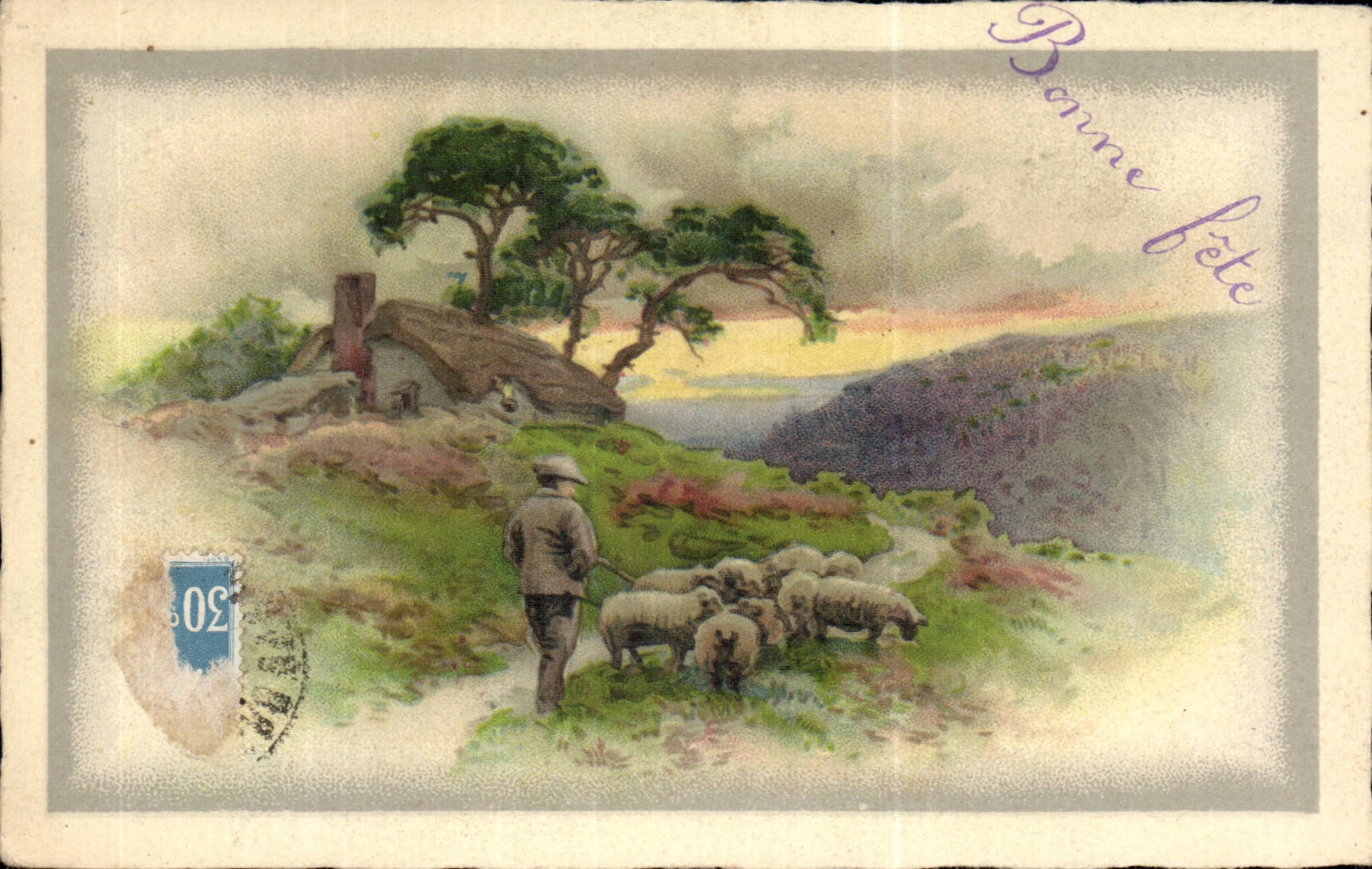 CPA Fantaisie Berger et ses moutons