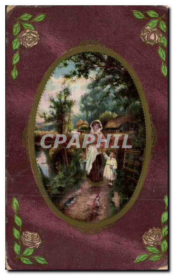 CPA Fantaisie Femme et enfant