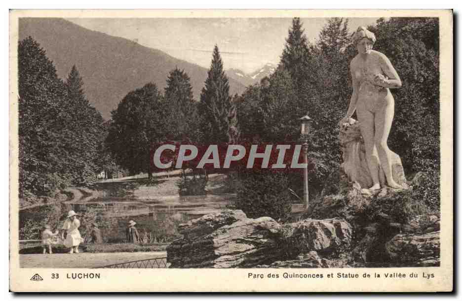 Luchon — Parc des Quinconces et Statue de la Vallée du Lys — éditeur A.P.A. n°33