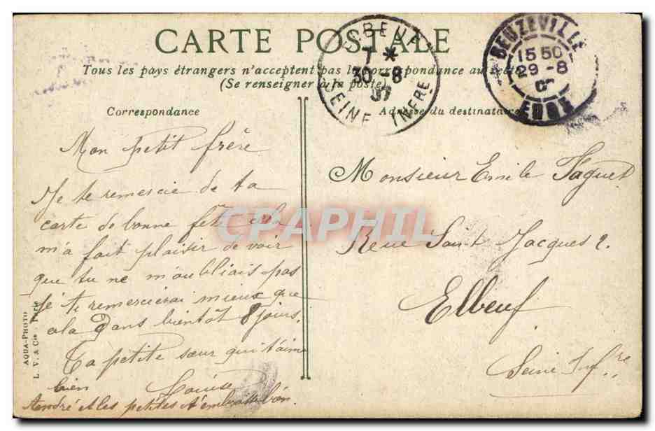 CPA Etretat Chambre des Demois — Rückseite