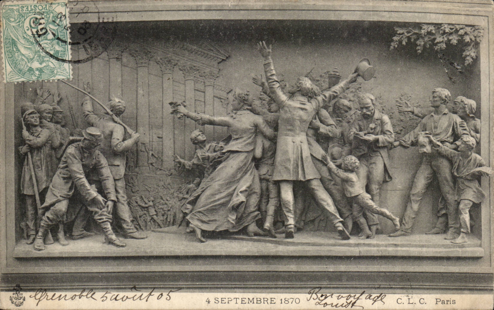 Paris 10 - Place de la Republique - bas relief - detail - CPA 