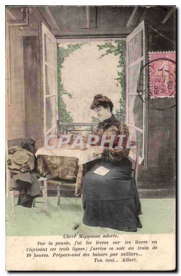 Frau am Fenster — intime Szene — Verlag nicht sichtbar