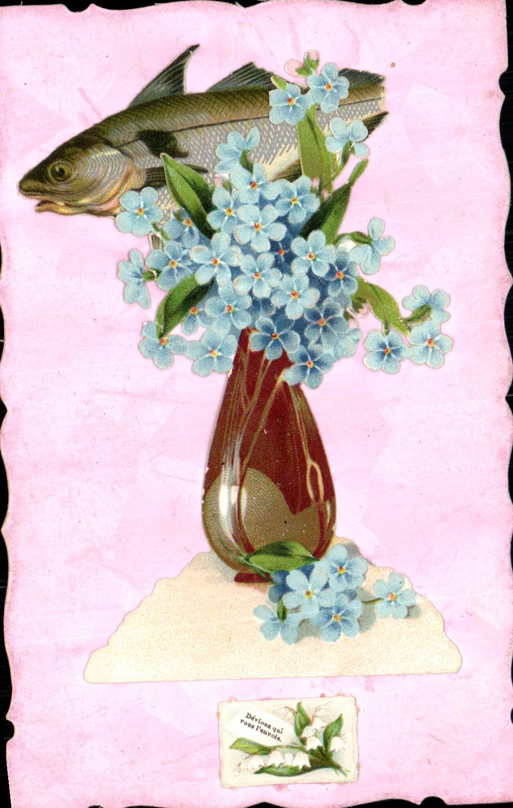 Fetes - Poisson d'Avril - April Fools Day - fleurs - flowers - CPA 