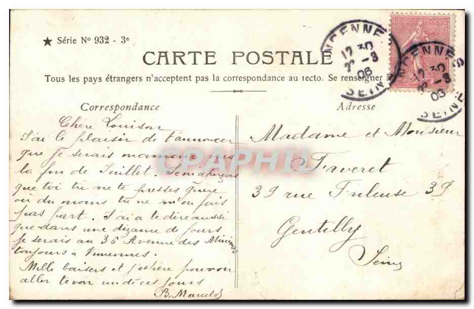 Femme en chapeau à plumes — avec bouquet de fleurs — ARJALEW PARIS — Verso