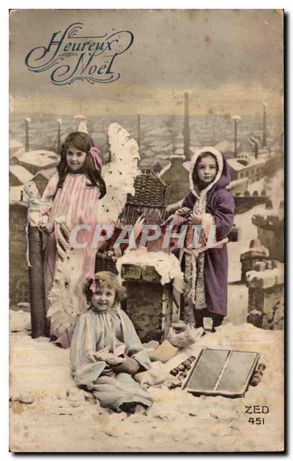 Fantaisie - Enfants - Joyeux Noel - Merry Christmas - ange - angel - engel - CPA 