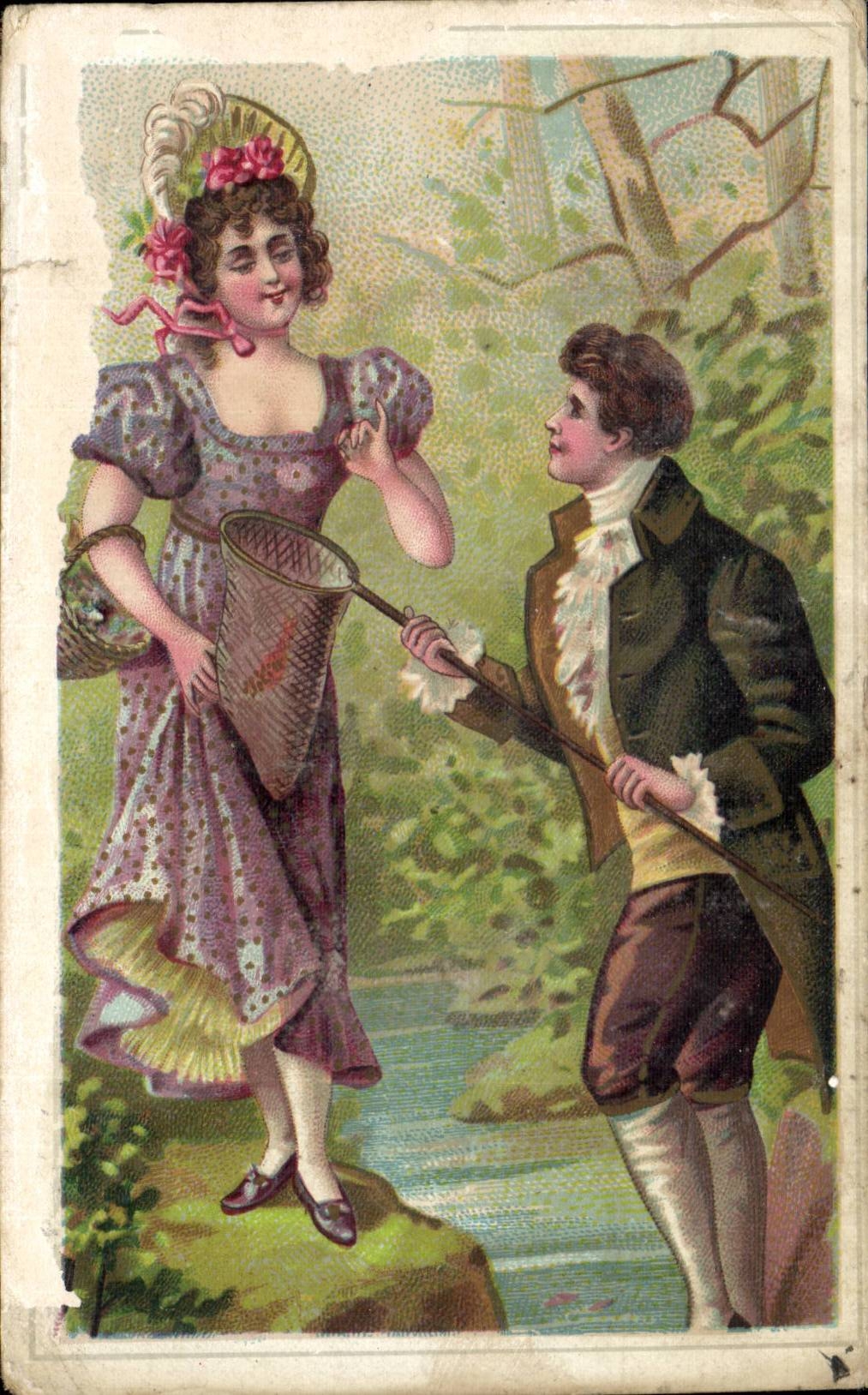 Fantaisie - Couple in Elegant Clothing - CPA 