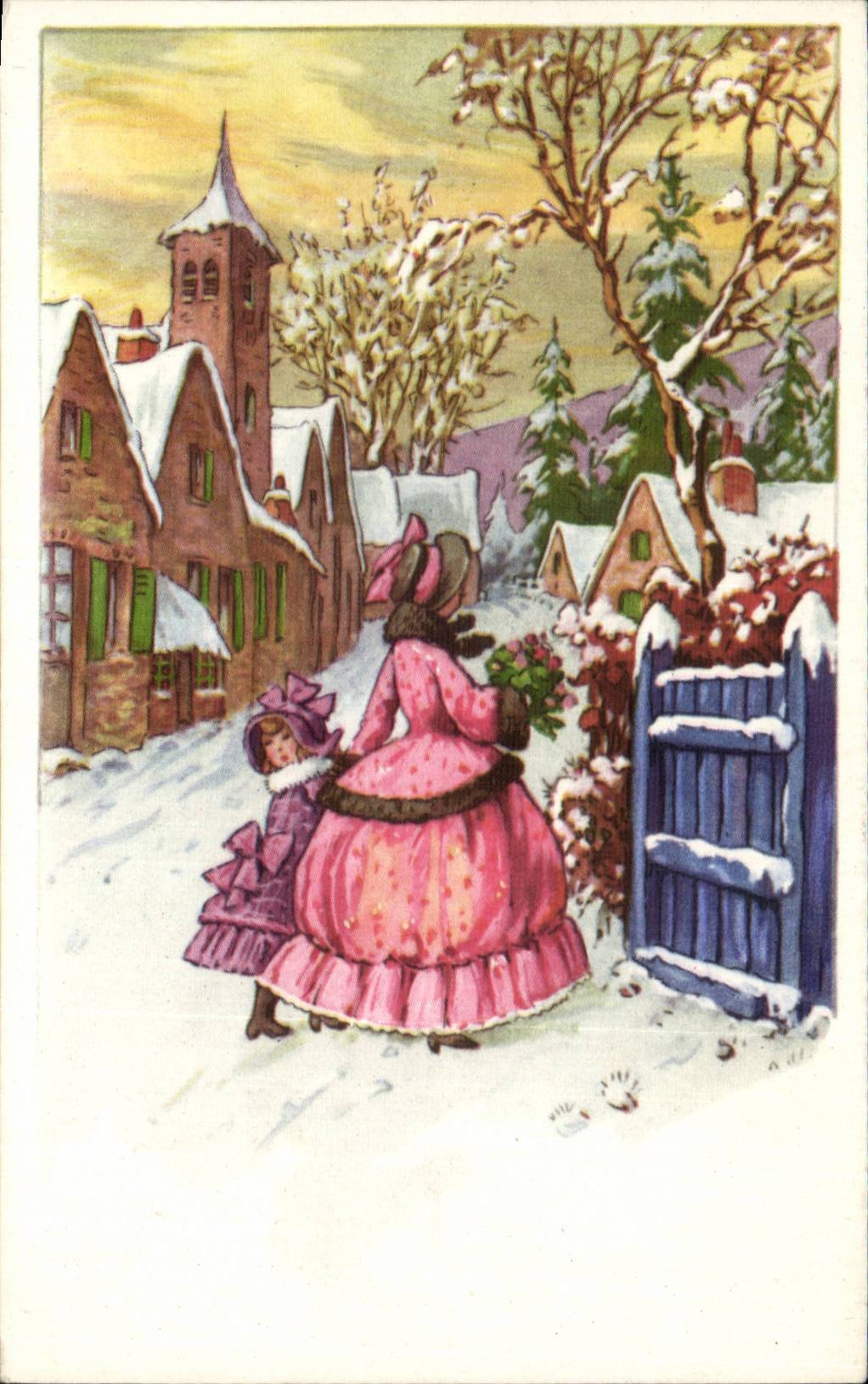 Fetes - Bonne Annee - Cute Winter Scene - CPA 