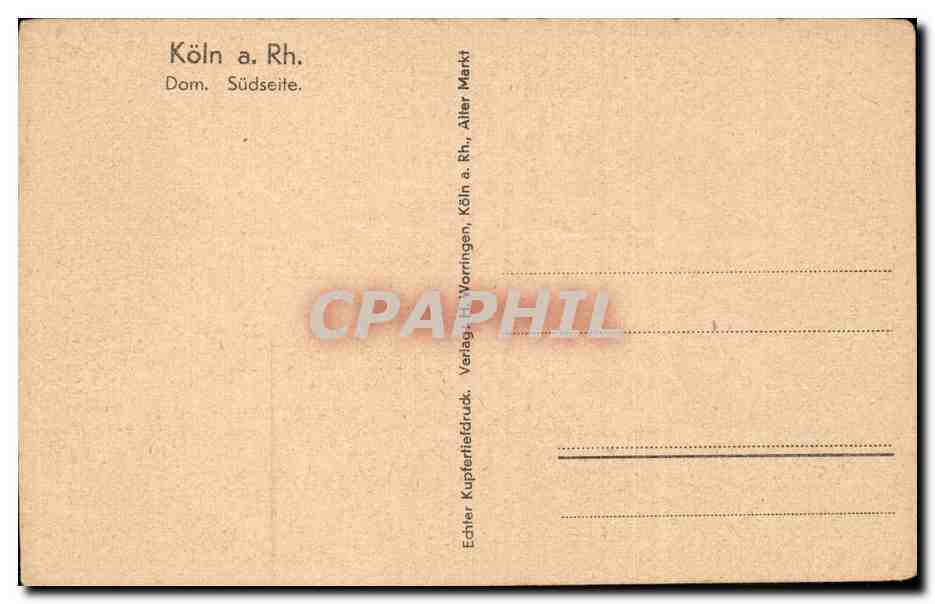 Allemagne - Deutschland - Dom - Koeln - Cologne - CPA  — Rückseite