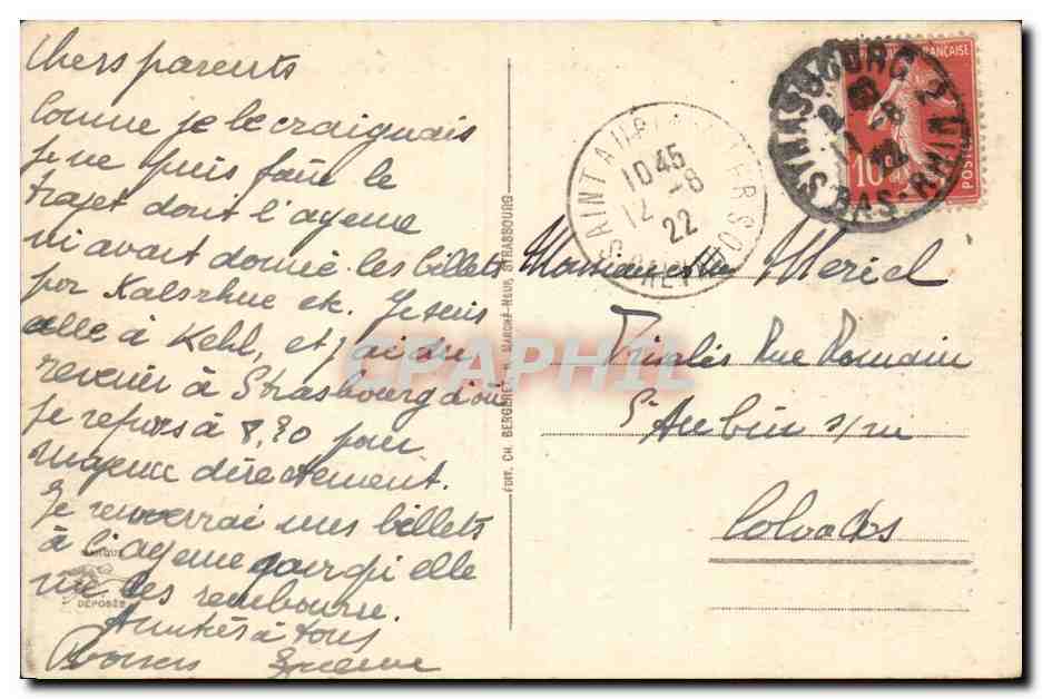 Strasbourg - Pont du Chemin de Fer sur le Rhin pres de Kehl - CPA  — Rückseite