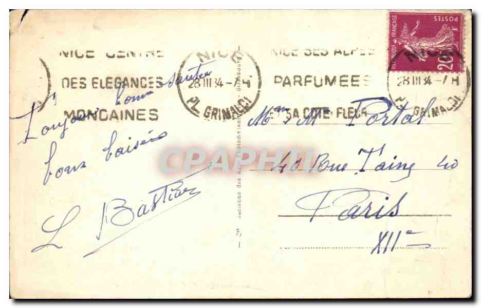 Nice - Les Jardins des Roi Albert I - CPA  — Rückseite