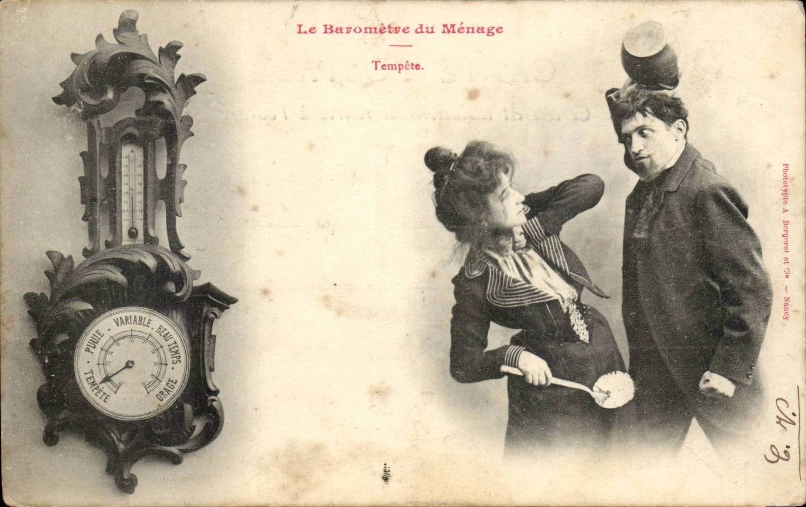 Le Baromètre du Ménage — Tempête. — Photographie A. Burgarei et Cie — Nancy