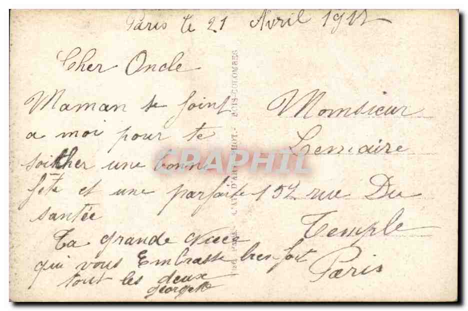 Fantaisie - Femme - Woman with short curly hair - Bonne Fete - CPA  — Rückseite